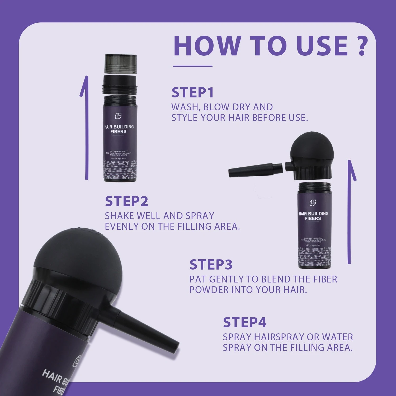 Fibra Capilar e Kit de Styling para um Cabelo com Mais Volume e Estilo Impecável. Consiga um visual profissional instantaneamente. — foto 3