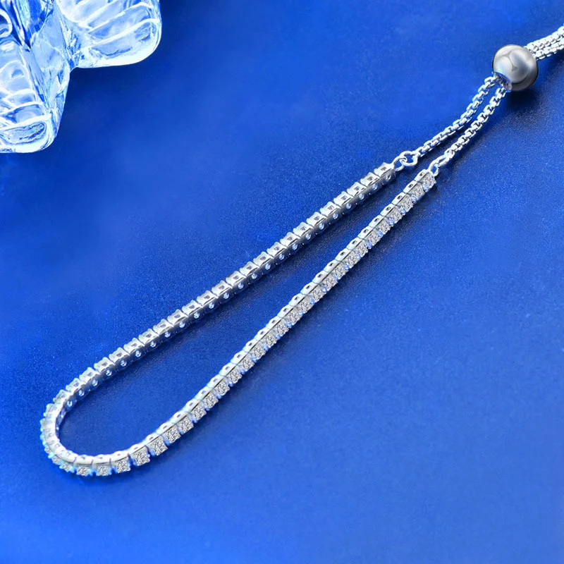 Pulseira feminina de prata esterlina com moissanite, brilho deslumbrante e durabilidade excepcional. Um acessório elegante para todas as mulheres. — foto 4