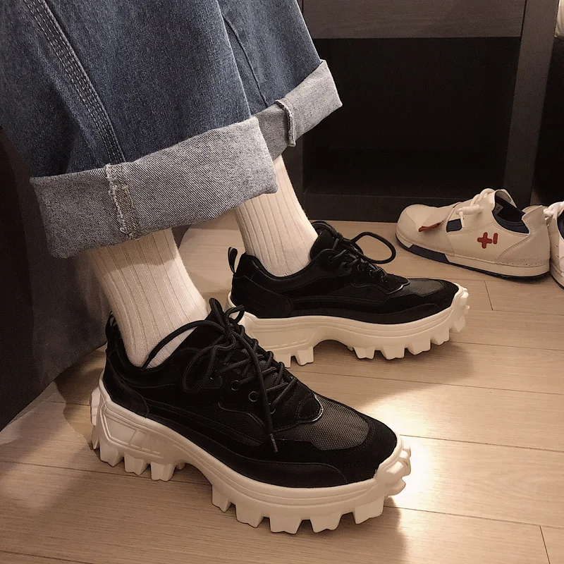 Nieuwe dikke zool schoenen voor lente en zomer voor meer lengte, populaire retro sneakers voor studenten, lage schoenen met stijl — foto 2