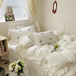 Jogo de cama de quatro peças estilo creme INS, macio e agradável à pele. Durma confortavelmente com este conjunto de cama premium. — foto 5