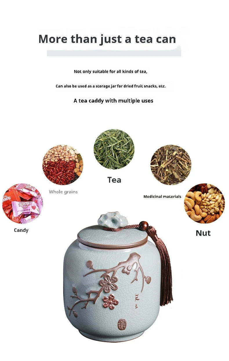 Title 5, Ge Kiln Tea Jar with Relief, Sealed Tank, Mediu...
