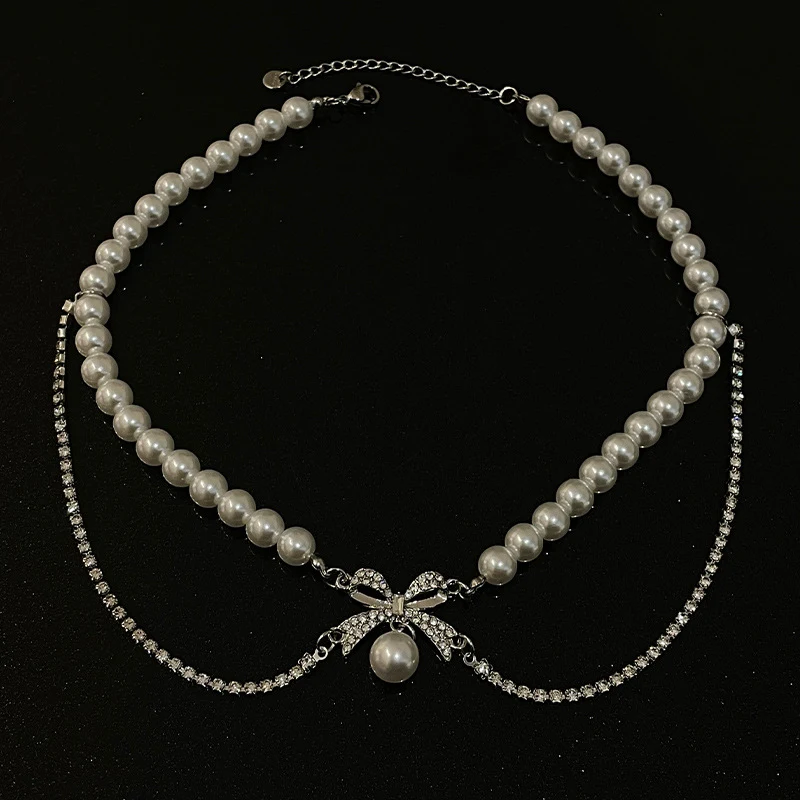 Title 1, Collana di perle con cuciture a fiocco da donna...