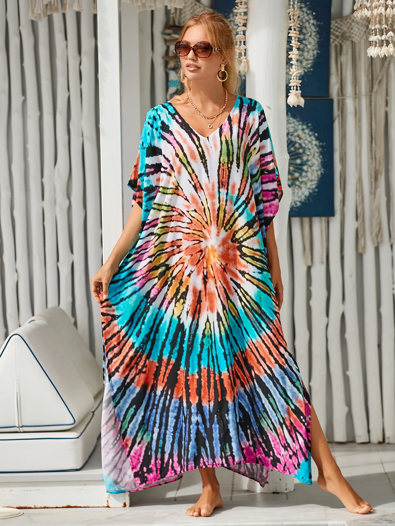 Title 3, Rayon Printed Blouse Holiday Casual Beach Bikin...