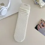 Solid Color Yarn Sunken Stripe Women White Tube Bunching Socks Women — photo 3