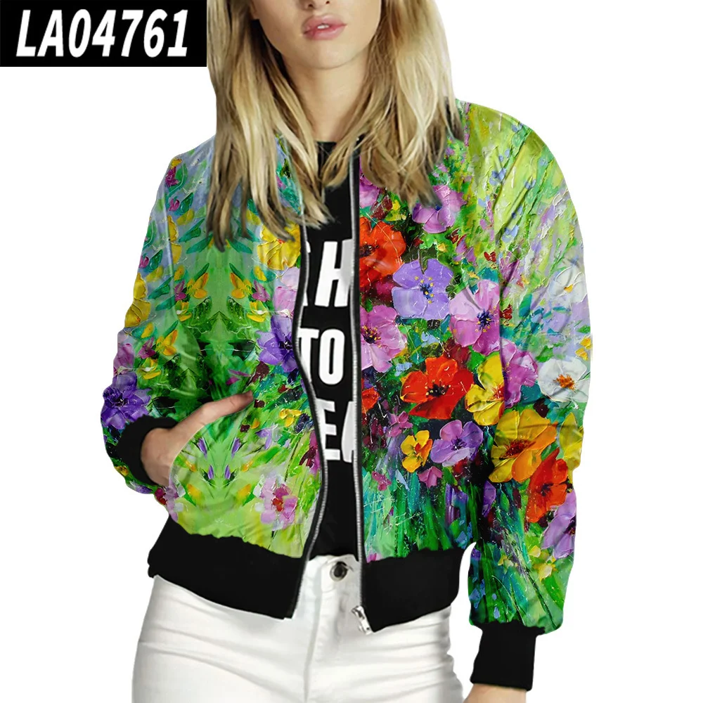 Title 3, Damen Baseballjacke mit Stehkragen und Blumenmu...