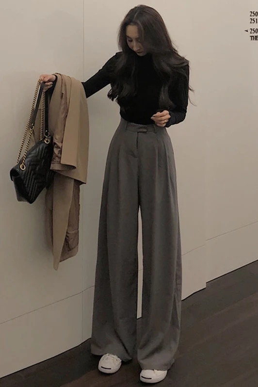 High Waist Drape Suit Pants, Thin Retro Casual Loose Straight – Effortlessly stylish and comfortable pants perfect for a — photo 3