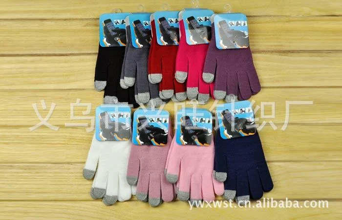 Luvas coreanas quentes de cor sólida com tela sensível ao toque. Luvas de malha mágicas para usar o touch screen. Fabricante, confortáveis e estilosas. — foto 1