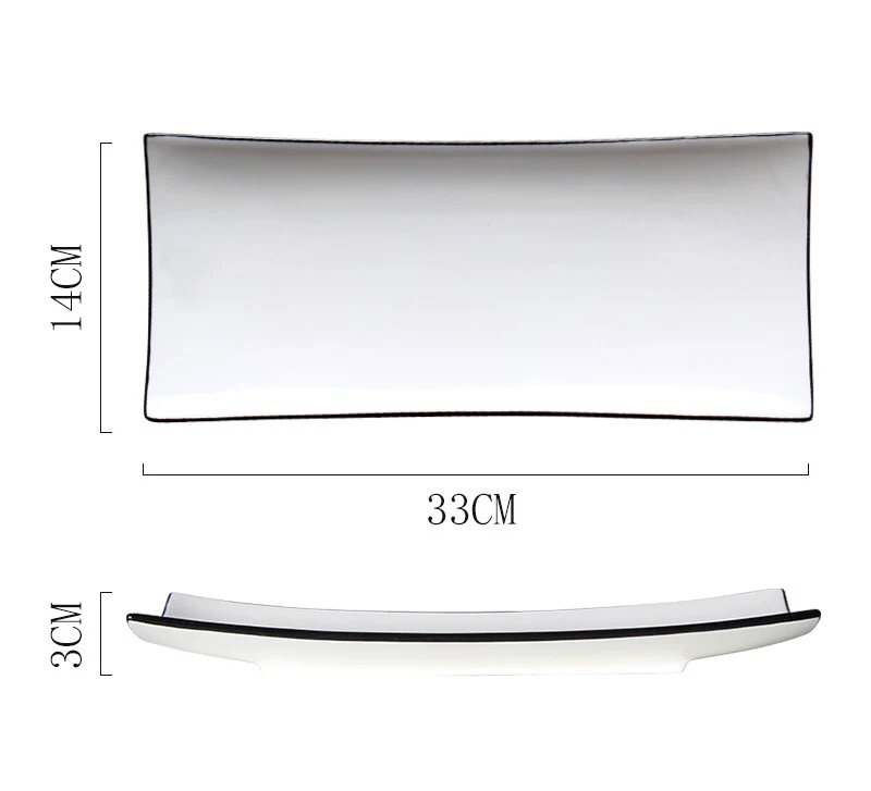 Title 2, Japanese Rectangular Sushi Plate Simple Ceramic...