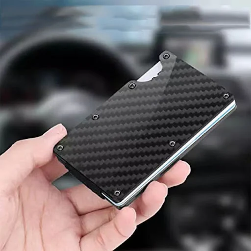 Title 21, Metal Card Wrapped Carbon Fiber Wallet RFID Ant...