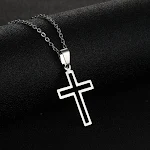 Colar Cruz Aço Inoxidável Masculino Feminino Pingente Joia Moda Outono Inverno para Suéteres Presente Elegante e Durável. — foto 8