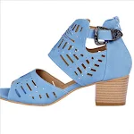 Holle gesneden dikke hak dames sandalen maat 43, comfortabele en stijlvolle schoenen voor een perfecte pasvorm. — foto 6