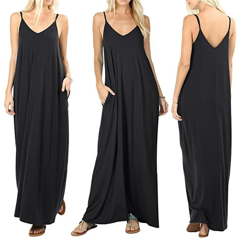 Title 7, Vestido sin mangas para mujer con bolsillos sue...
