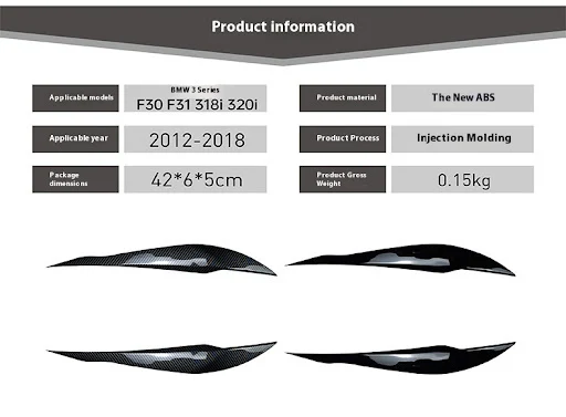 Title 1, Headlight Light Stickers for BMW 3 Series F30 F...