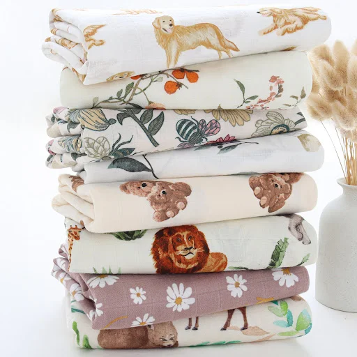 Title 5, Summer Baby Blanket Bamboo Cotton Gauze Bath To...