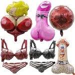 Valentinstags-Aluminiumballon-Arrangement als Gag für Junggesellenabschied. Dekoration voller Humor und Spaß für jede Party. — foto 11