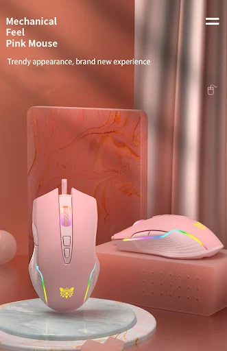 Title 5, Pink Mechanical Keyboard and Mouse Set for Girl...