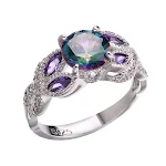 Anel Feminino Hesheng com Zircônia Oval Colorida e Gotas d'Água, Banhado a Prata, Joia Exquisita, Oferta Amazon — foto 11