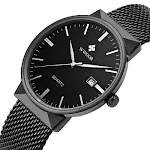Relógio de quartzo masculino com pulseira de malha, ultrafino, à prova d'água, aço. Compre no atacado e adicione elegância ao seu pulso com conforto e estilo. — foto 1