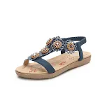 Sandálias femininas com bico redondo e flores de strass, proporcionando elegância e conforto para diversas ocasiões. — foto 23
