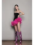 Women's sexy girdle irregular feather party fishbone dress. Enhance your figure and make a statement at any special even — photo 5