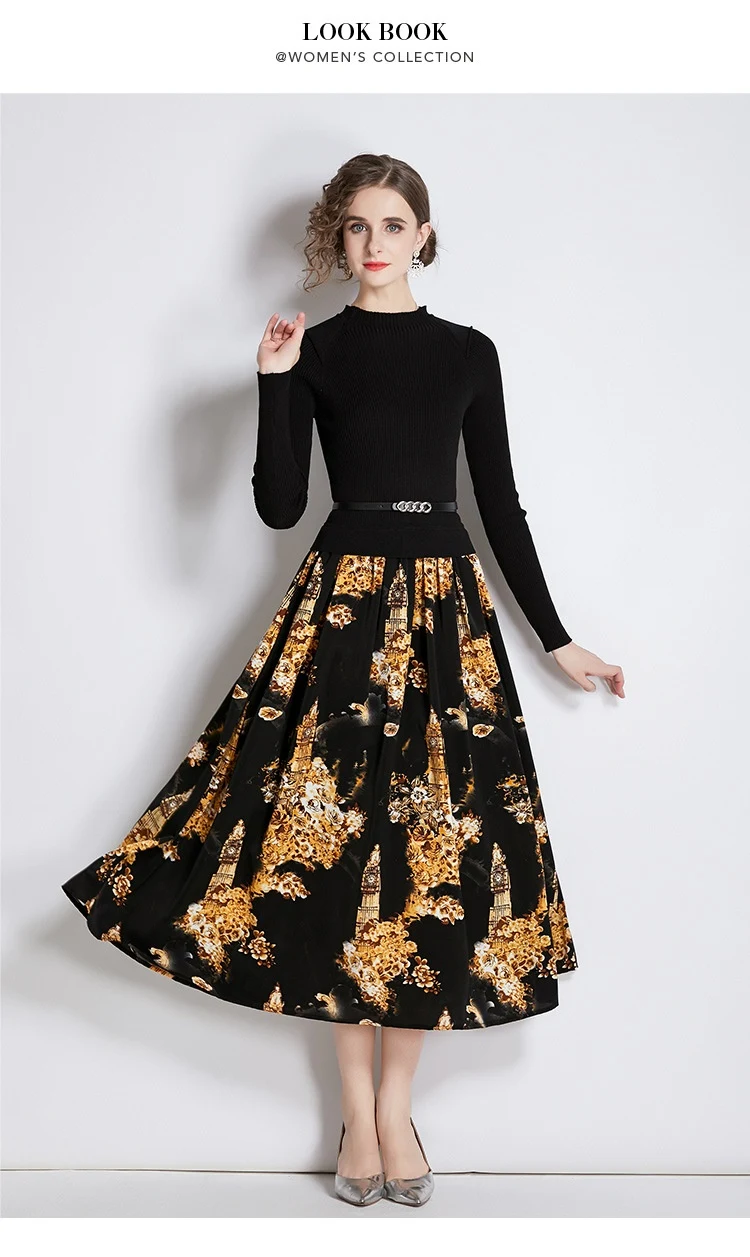 Title 17, Vestido ajustado con estampado de moda y costur...