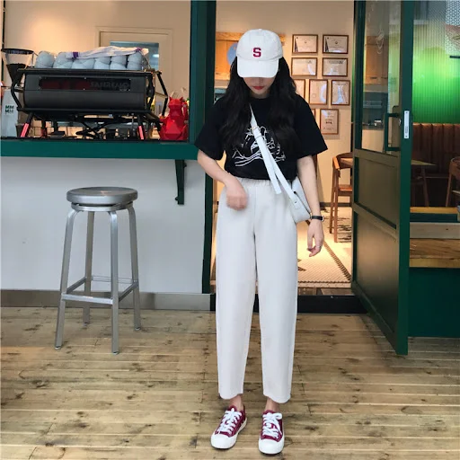 Title 18, Pantalones casuales de zanahoria para mujer cóm...