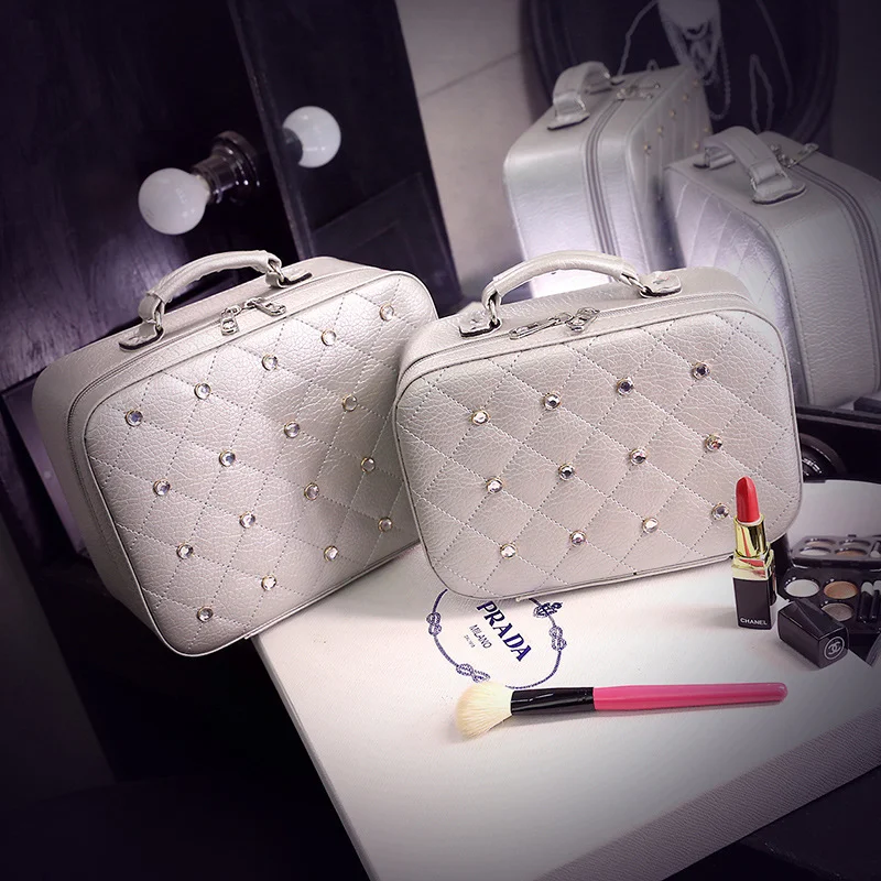 Estuche de cosméticos de alta gama con bolsa de cosméticos de diamantes PU portátil, ideal para viajes y almacenamiento elegante. — foto 17