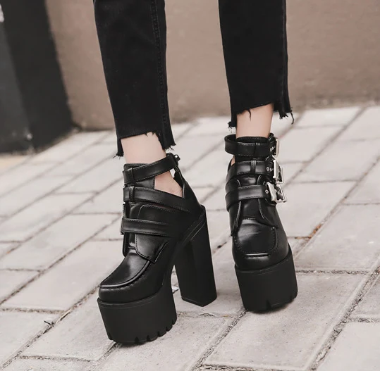 Women's 15CM High Heel Platform Booties with Waterproof Platform, Round Toe, and Thick Bottom. Stylish and comfortable f — photo 2