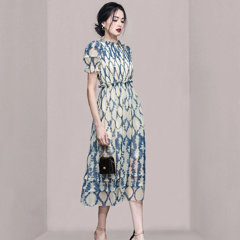 Title 4, Womens Lantern Sleeve Gauze Skirt Dress