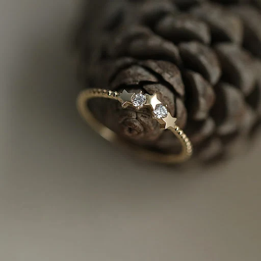 Title 2, Anel folheado a ouro 14k em prata esterlina com...