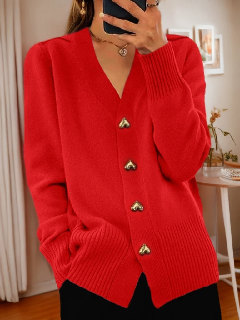 Title 14, Autumn And Winter New Solid Color Long Sleeve V...