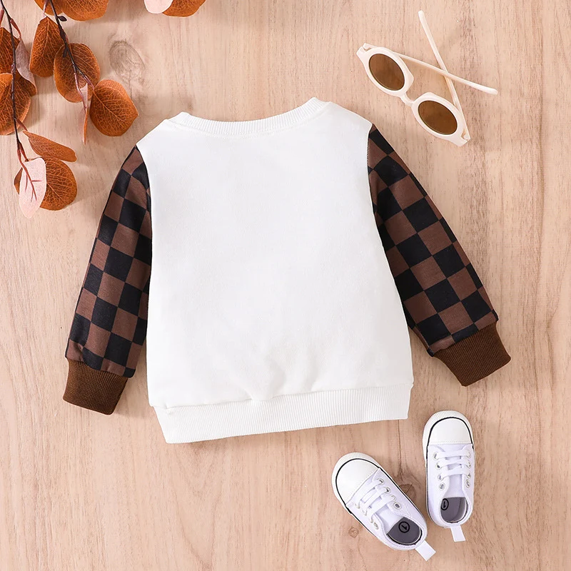 Tops de manga longa xadrez para bebês e crianças pequenas, moletons da moda outono. Conforto e estilo para o dia a dia dos pequenos. — foto 5