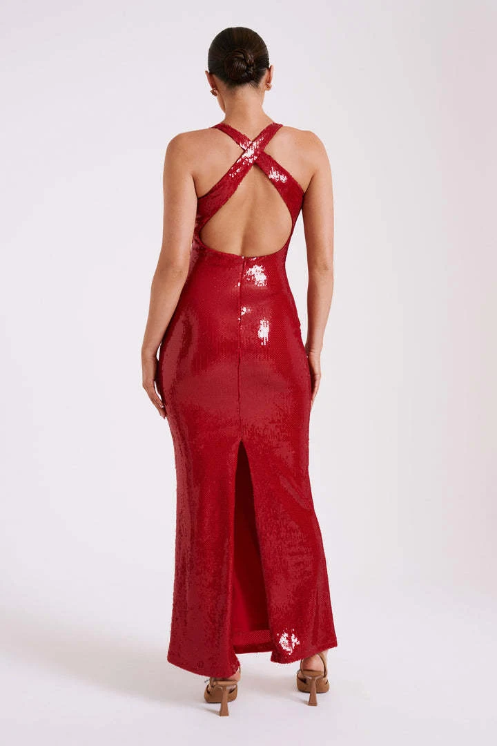 Title 29, Hollow Backless Party Sequins Split Dress