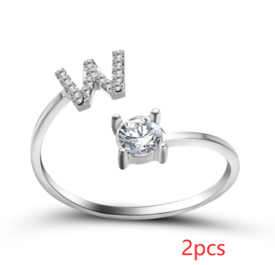 Anel ajustável com 26 letras iniciais, novo design, joia fashion para mulheres, simples e elegante, perfeito para presentear. — foto 24