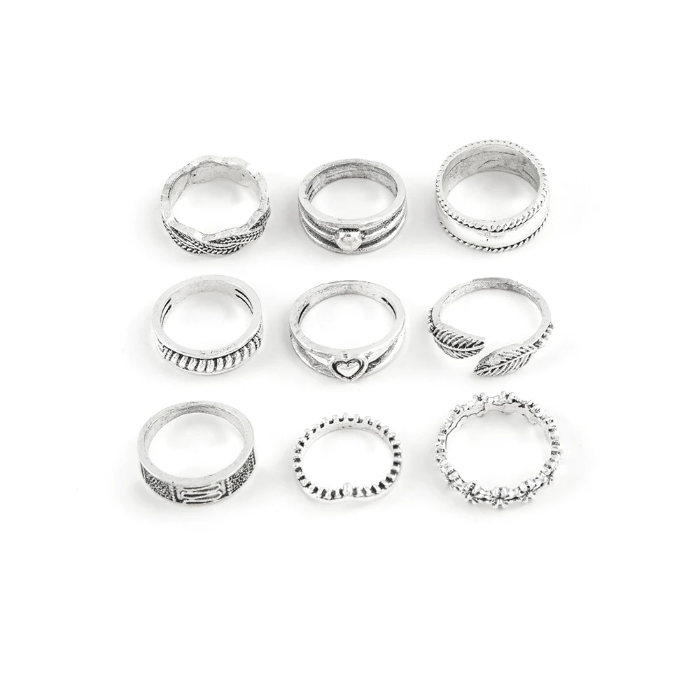 Title 1, Conjunto de anéis feminino, nove peças, estilo ...