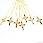 Colar Cruz de Zircônia Colorida para Mulheres. Adicione um toque de elegância e fé com este colar deslumbrante, perfeito para uso diário e ocasiões especiais. — foto 18