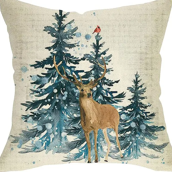 Capa de almofada de linho da série inverno. Adicione conforto e estilo ao seu ambiente com esta capa aconchegante e perfeita para o inverno. — foto 51