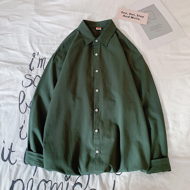 Title 5, Casual Washed Cotton Hong Kong Style Shirt Loos...