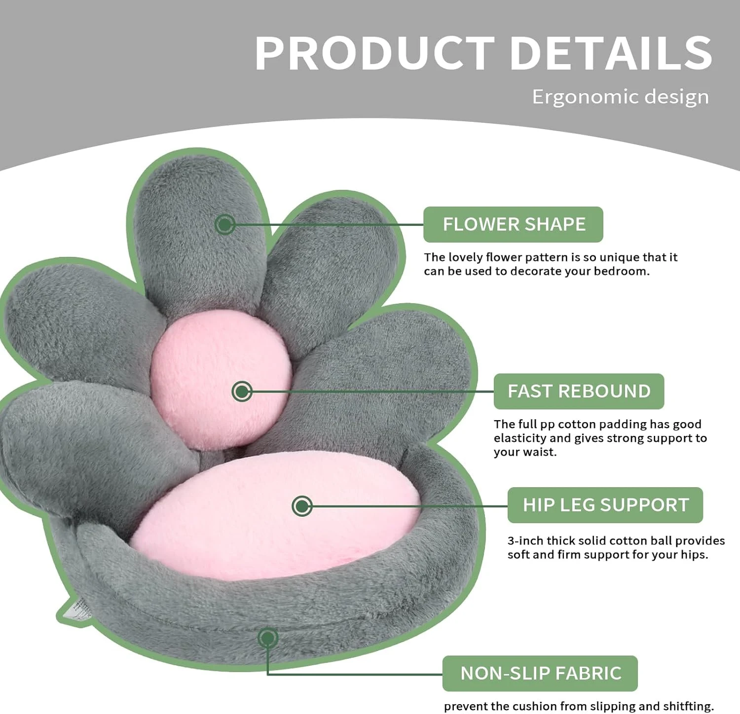 Round Nesting Cat Scratching Board, Pet Nest Mat, Flower Shape Seat Cushion, Comfy Kawaii Gaming Chair Cushions 19 Inch — photo 8