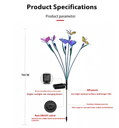 Title 5, Solar Color Changing Firefly Butterfly Lawn Lam...