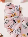 Vestido de bebé con diseño de gallina de dibujos animados y mangas con volantes, ideal para primavera y verano, suave y cómodo. — foto 9
