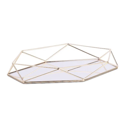Title 2, Brass glass metal jewelry tray for stylish orga...
