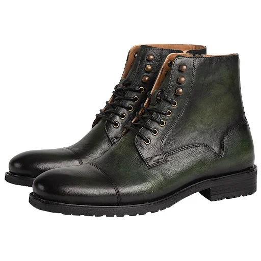 Title 1, British Style Mens Mid-high Leather Martin Boo...
