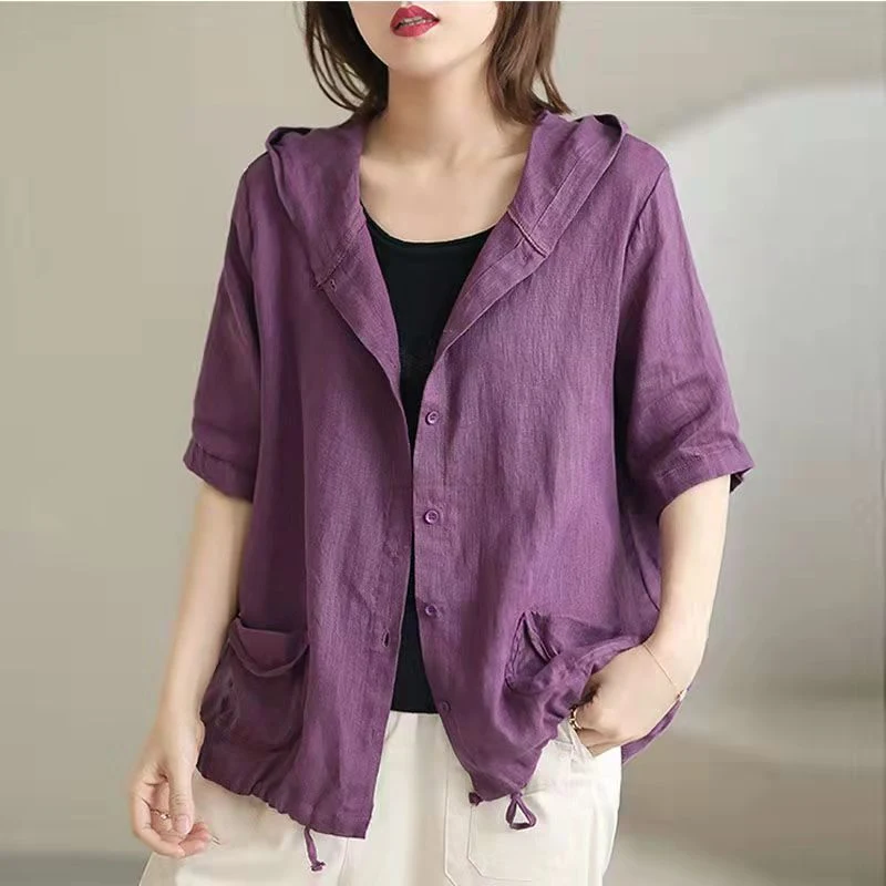 Title 1, Womens Large Loose Vintage Cotton and Linen Ca...