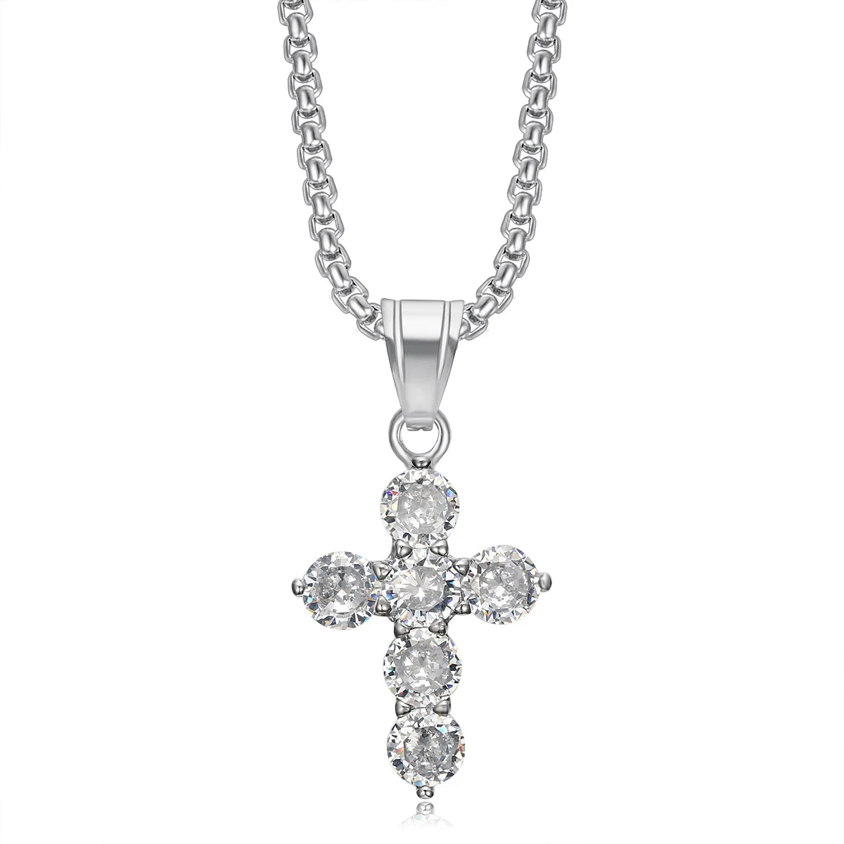 Colar Pingente Cruz Gorda Aço Titânio Diamante 3A Zircon. Design arrojado, brilho intenso e durabilidade para um visual marcante e elegante. — foto 13