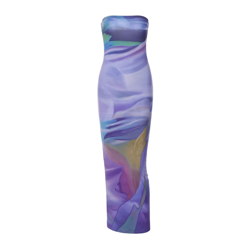 European and American printed slim fit backless tube top dress, enhances your figure with a stylish and fashionable look — photo 2