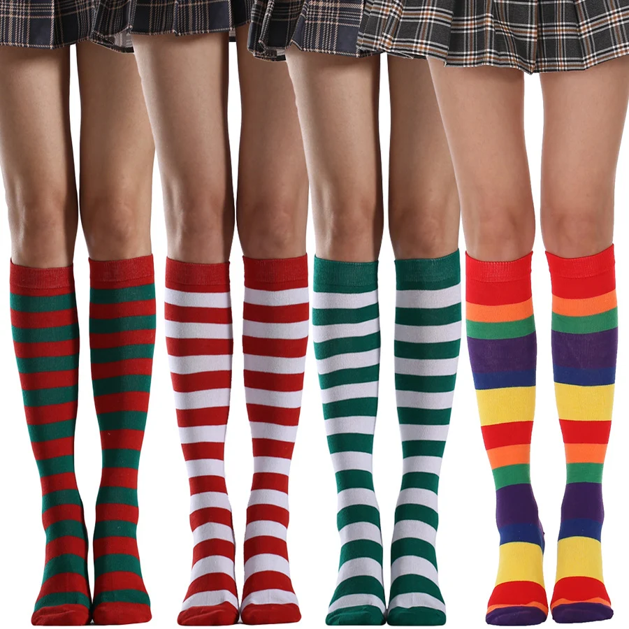 Striped Free Size Knee-length Half Student Dance Socks Women — photo 41