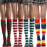 Striped Free Size Knee-length Half Student Dance Socks Women — photo 41