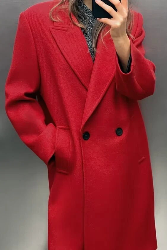 Title 8, Double Breasted Long Red Overcoat for men, perf...