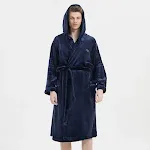 Marineblauwe Flanellen Nachtjapon voor Heren Ervaar Zacht Comfort en Warmte Ideaal voor ontspannen avonden en rustige nachten thuis. — foto 4